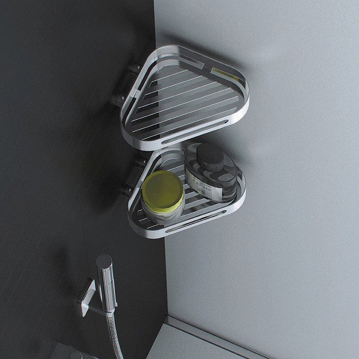 Venice Chrome Corner Shower Basket Profile Large Image