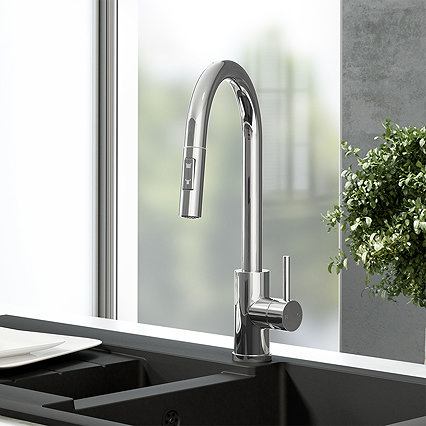 Venice Chrome Kitchen Sink Mixer with Pull-Out Hose and Spray Head