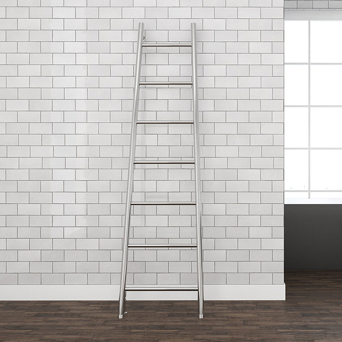 Venice Chrome Leaning Ladder 1800 x 500mm Heated Towel Rail  Profile Large Image