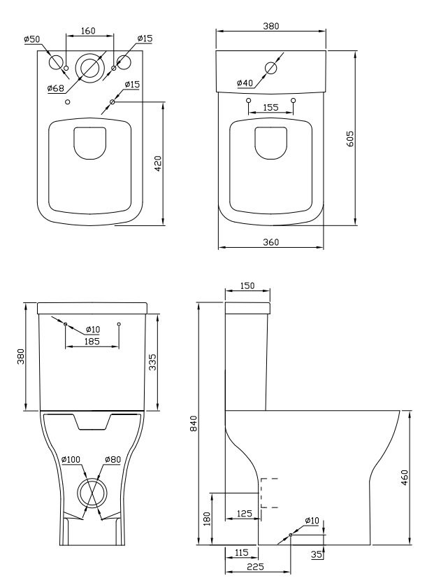 Venice Comfort Height Toilet with Douche Kit and Soft Close Seat