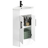 Venice Corner Gloss White Cabinet Vanity Unit with Matt Black Handles  Standard Large Image