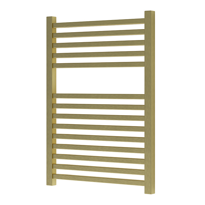 Venice Cubo Heated Towel Rail - Brushed Brass (690 x 500mm)