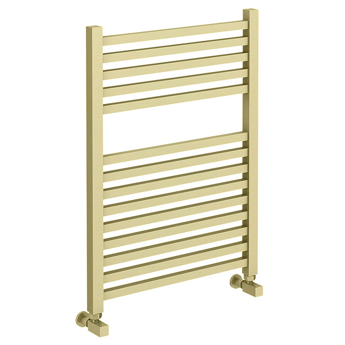 Venice Cubo Heated Towel Rail - Brushed Brass (690 x 500mm)