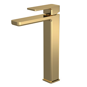 Venice Cubo Brushed Brass High Rise Mono Basin Mixer Large Image