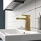 Venice Cubo Brushed Brass Mono Basin Mixer with Push Button Waste  Profile Large Image