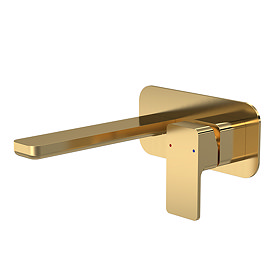 Venice Cubo Brushed Brass Wall Mounted Basin Mixer Large Image