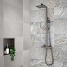Venice Cubo Brushed Gun Metal Modern Thermostatic Shower