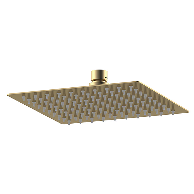 Venice Cubo Fixed Shower Head - Brushed Brass (200 x 200mm) Large Image