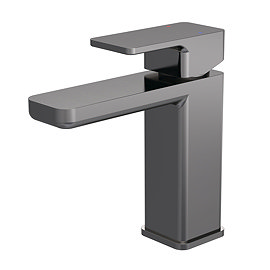 Venice Cubo Gunmetal Grey Mono Basin Mixer with Push Button Waste Large Image