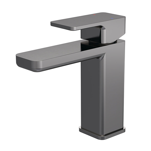 Venice Cubo Gunmetal Grey Mono Basin Mixer with Push Button Waste