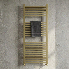 Venice Cubo Heated Towel Rail - Brushed Brass (1110 x 500mm)