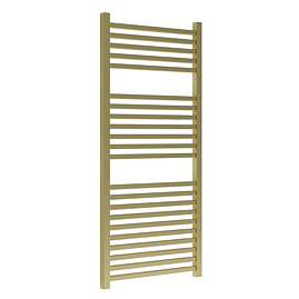 Venice Cubo Heated Towel Rail - Brushed Brass (1110 x 500mm) Large Image