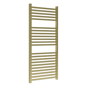 Venice Cubo Heated Towel Rail - Brushed Brass (1110 x 500mm) Large Image