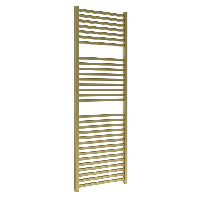 Venice Cubo Heated Towel Rail - Brushed Brass (1420 x 500mm) Large Image