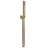 Venice Cubo Square Outlet Elbow with Parking Bracket & Shower Handset - Brushed Brass  Profile Large