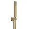 Venice Cubo Square Outlet Elbow with Parking Bracket & Shower Handset - Brushed Brass Large Image