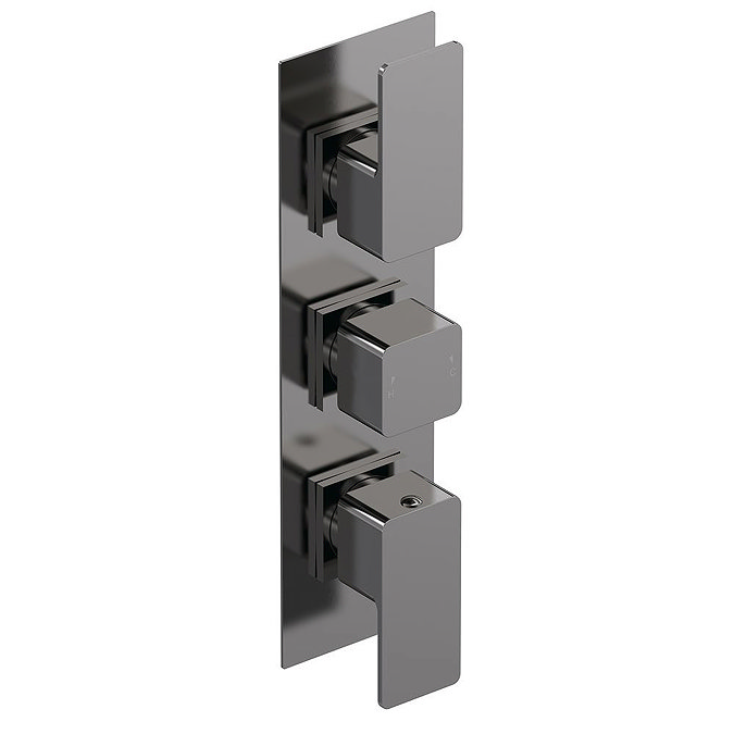 Venice Cubo Triple Thermostatic Shower Valve - Brushed Gun Metal Large Image