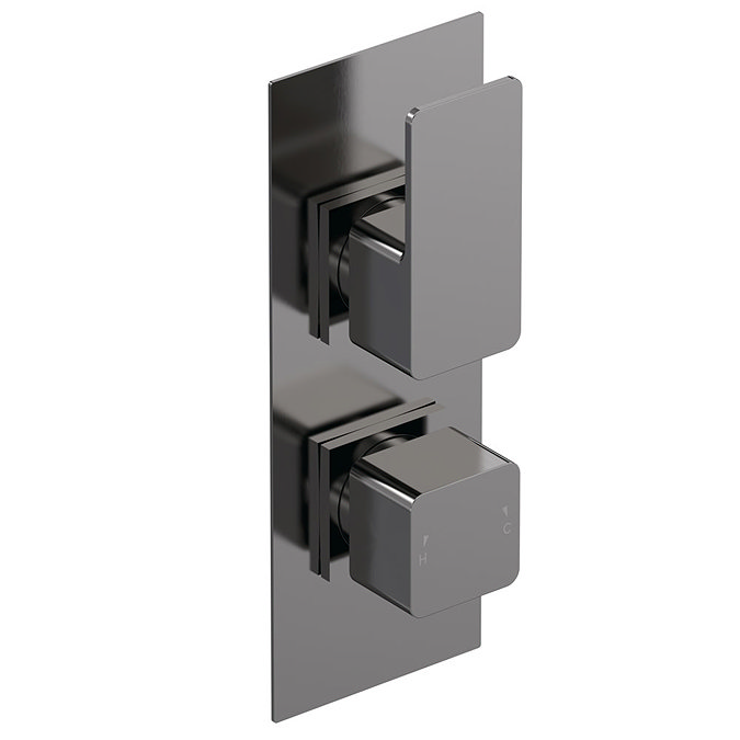 Venice Giro Twin Thermostatic Shower Valve -  Brushed Gun Metal Large Image