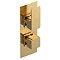 Venice Cubo Twin Thermostatic Shower Valve with Diverter - Brushed Brass Large Image