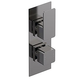 Venice Cubo Twin Thermostatic Shower Valve with Diverter - Brushed Gun Metal Medium Image