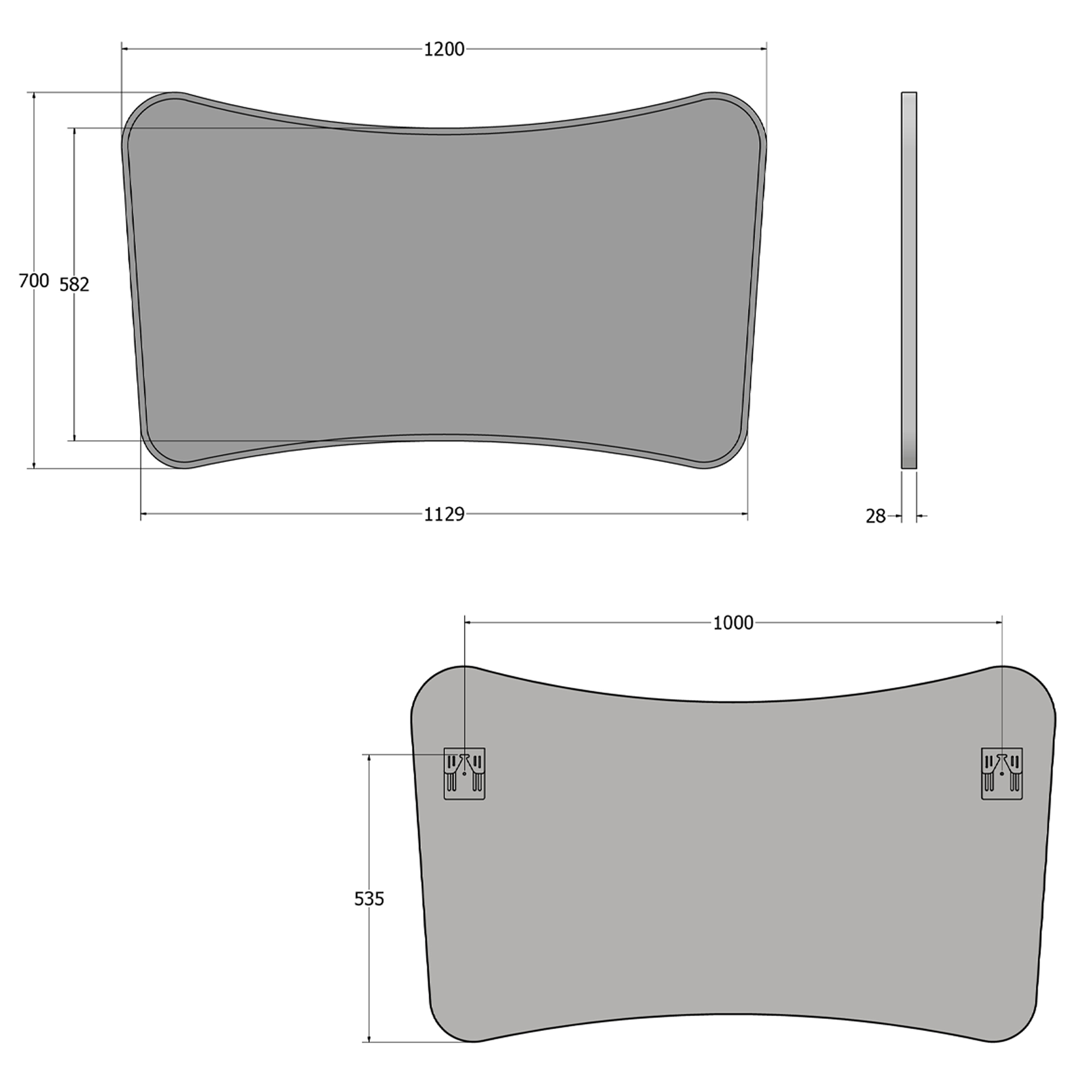 Venice Delphine 1200 x 700mm Curved Mirror – Brushed Nickel