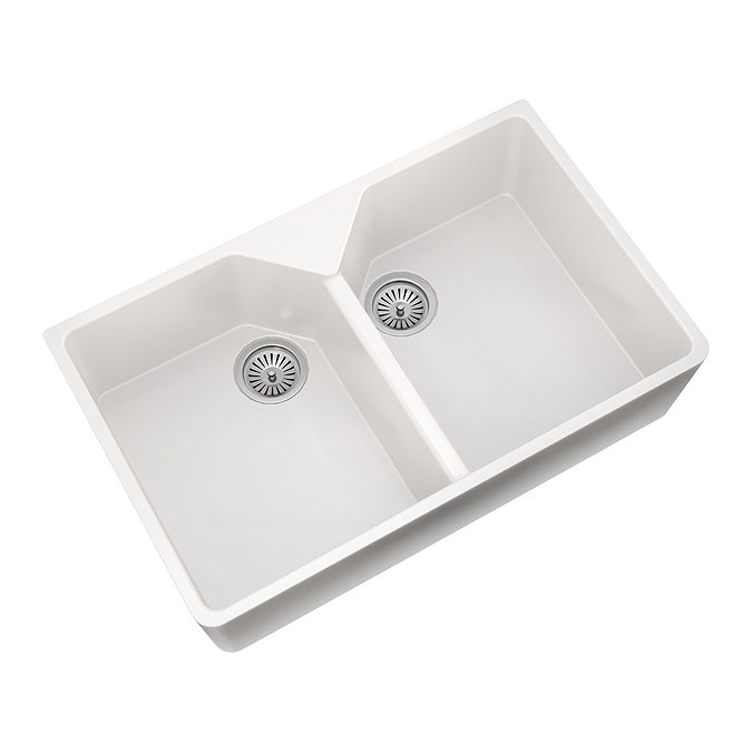 Venice Double Bowl Belfast Composite Kitchen Sink + Chrome Wastes  Feature Large Image
