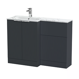 Venice Fluted 1100 Anthracite Bathroom Combination Suite Unit with Carrera Marble Basin