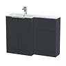 Venice Fluted 1100 Anthracite Bathroom Combination Suite Unit with Carrera Marble Basin