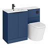 Venice Fluted 1100 Blue Bathroom Combination Suite Unit with Carrera Marble Basin - Matt Black Handles & Flush, Round Pan