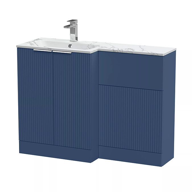 Venice Fluted 1100 Blue Bathroom Combination Suite Unit with Carrera Marble Basin