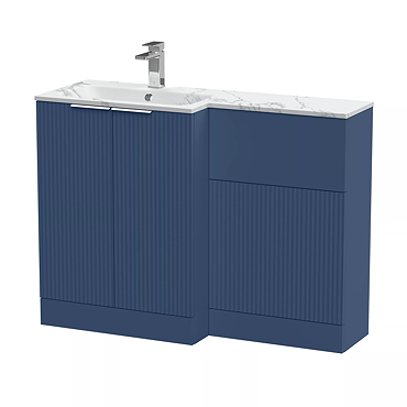 Venice Fluted 1100 Blue Bathroom Combination Suite Unit with Carrera Marble Basin