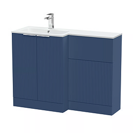Venice Fluted 1100 Blue Bathroom Combination Suite Unit with Matt White Stone Basin