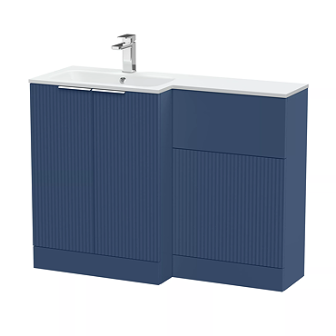 Venice Fluted 1100 Blue Bathroom Combination Suite Unit with Matt White Stone Basin