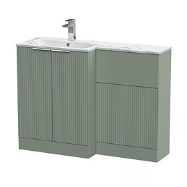 Venice Fluted 1100 Green Bathroom Combination Suite Unit with Carrera Marble Basin