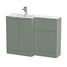 Venice Fluted 1100 Green Bathroom Combination Suite Unit with Carrera Marble Basin