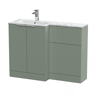 Venice Fluted 1100 Green Bathroom Combination Suite Unit with Carrera Marble Basin