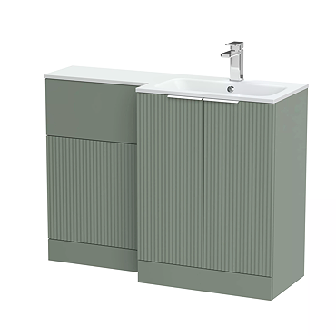 Venice Fluted 1100 Green Bathroom Combination Suite Unit with Matt White Stone Basin