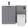 Venice Fluted 1100 Grey Bathroom Combination Suite Unit with Carrera Marble Basin - Matt Black Handles & Flush, Round Pan