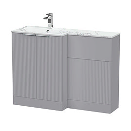 Venice Fluted 1100 Grey Bathroom Combination Suite Unit with Carrera Marble Basin