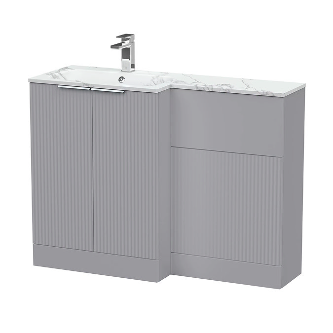 Venice Fluted 1100 Grey Bathroom Combination Suite Unit with Carrera Marble Basin