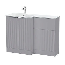 Venice Fluted 1100 Grey Bathroom Combination Suite Unit with Matt White Stone Basin