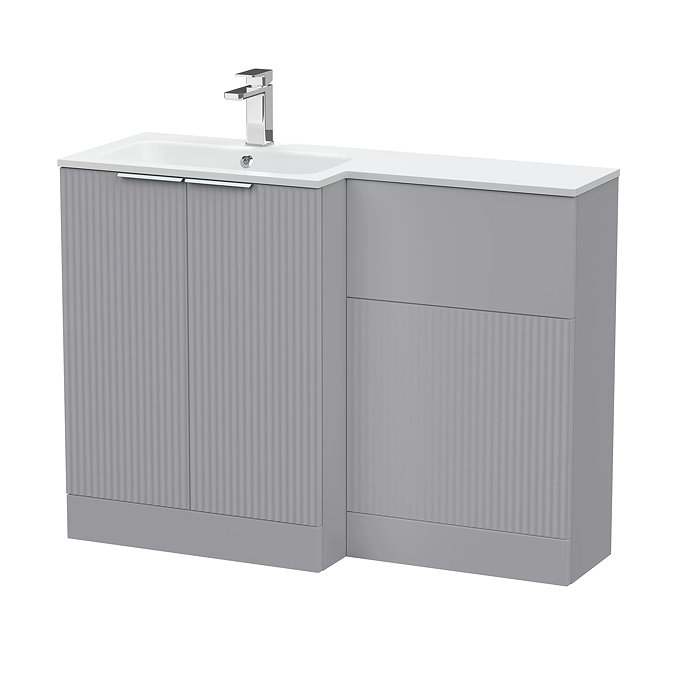 Venice Fluted 1100 Grey Bathroom Combination Suite Unit with Matt White Stone Basin