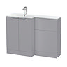 Venice Fluted 1100 Grey Bathroom Combination Suite Unit with Matt White Stone Basin
