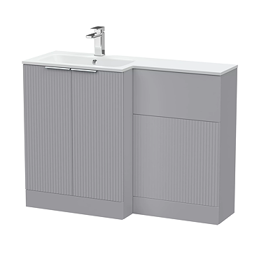 Venice Fluted 1100 Grey Bathroom Combination Suite Unit with Matt White Stone Basin