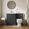 Venice Fluted 1100mm Anthracite Combination Unit with Carrera Marble Basin, Square Pan & Chrome Flush