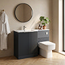 Venice Fluted 1100mm Anthracite Combination Unit with Carrera Marble Basin, Square Pan & Chrome Flush