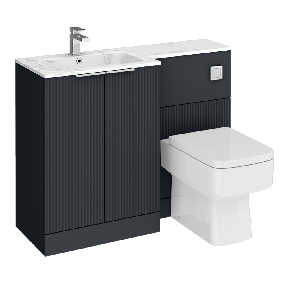 Venice Fluted 1100mm Anthracite Combination Unit with Carrera Marble ...