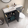Venice Fluted 1100mm Anthracite Combination Unit with Matt White Basin - Brushed Brass Handles & Flush, Round Pan