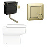 Venice Fluted 1100mm Anthracite Combination Unit with Matt White Stone Basin - Brushed Brass Handles & Flush, Square Pan
