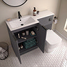 Venice Fluted 1100mm Anthracite Combination Unit with Matt White Stone Basin - Matt Black Handles & Flush, Square Pan